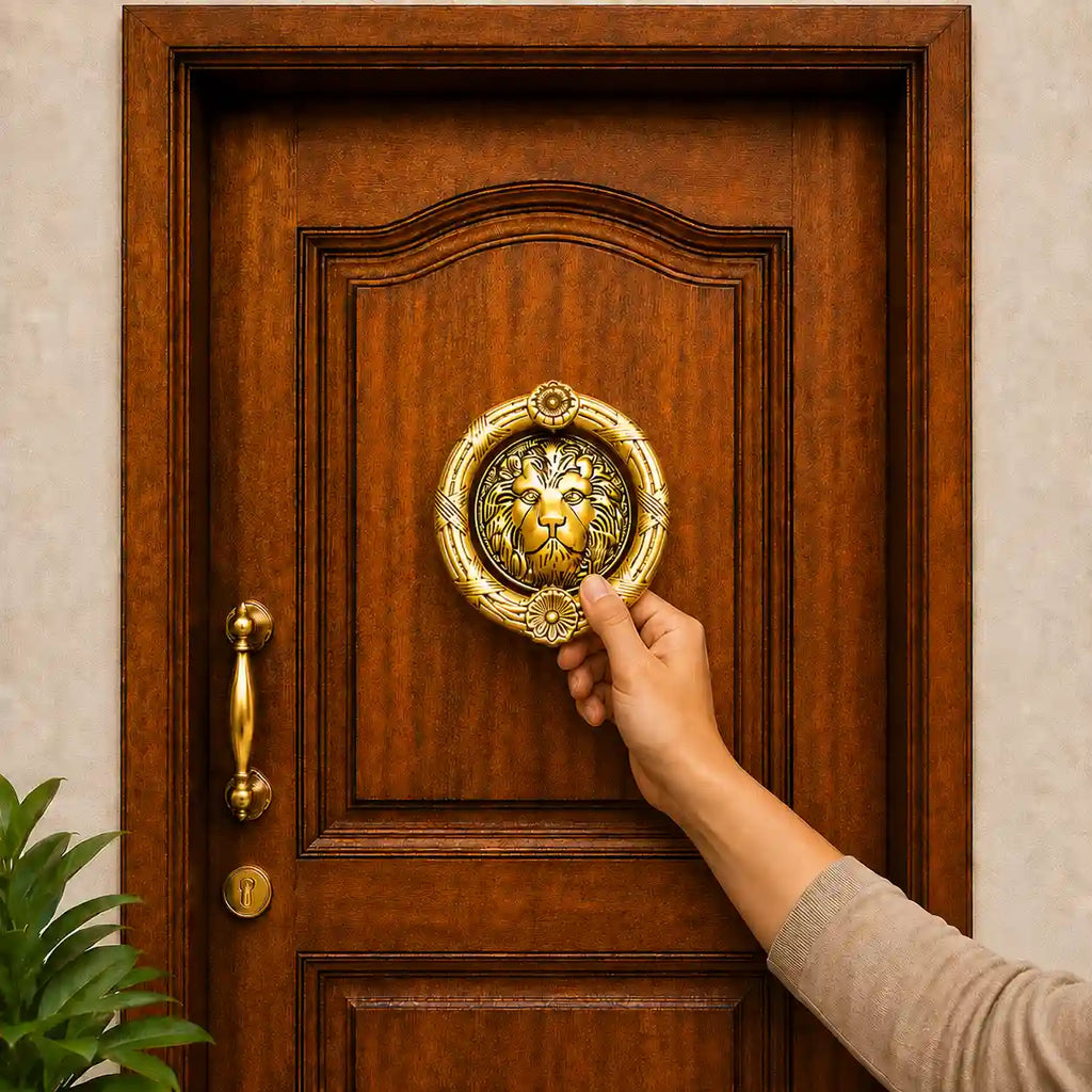 Brass Lion Face Door Knocker Vedansh Craft