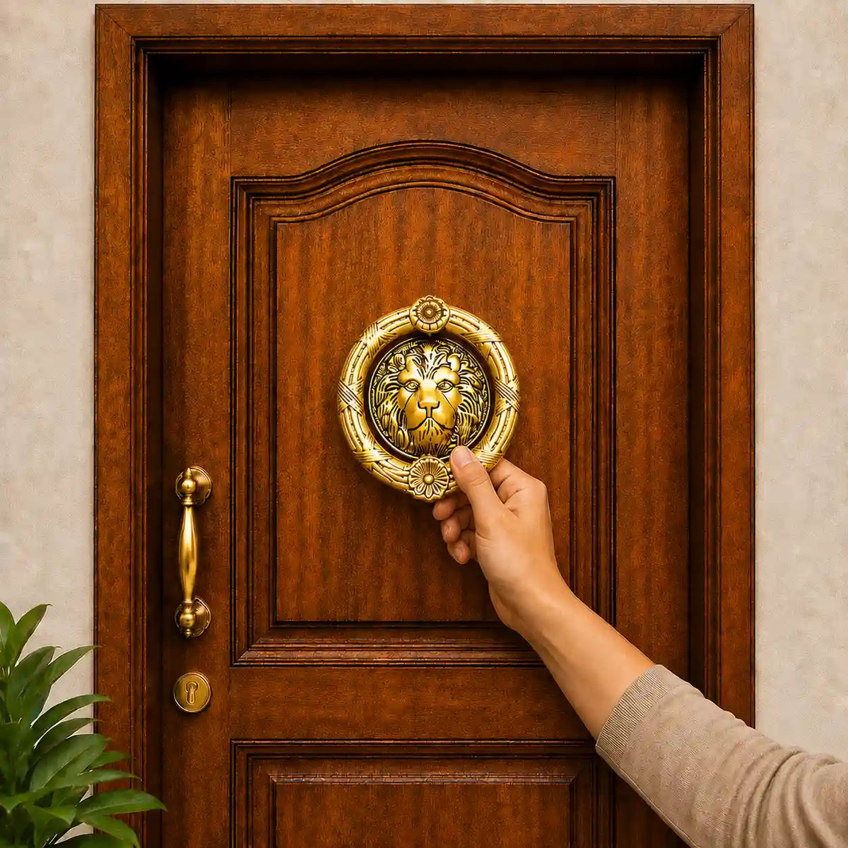 Brass Lion Face Door Knocker Vedansh Craft