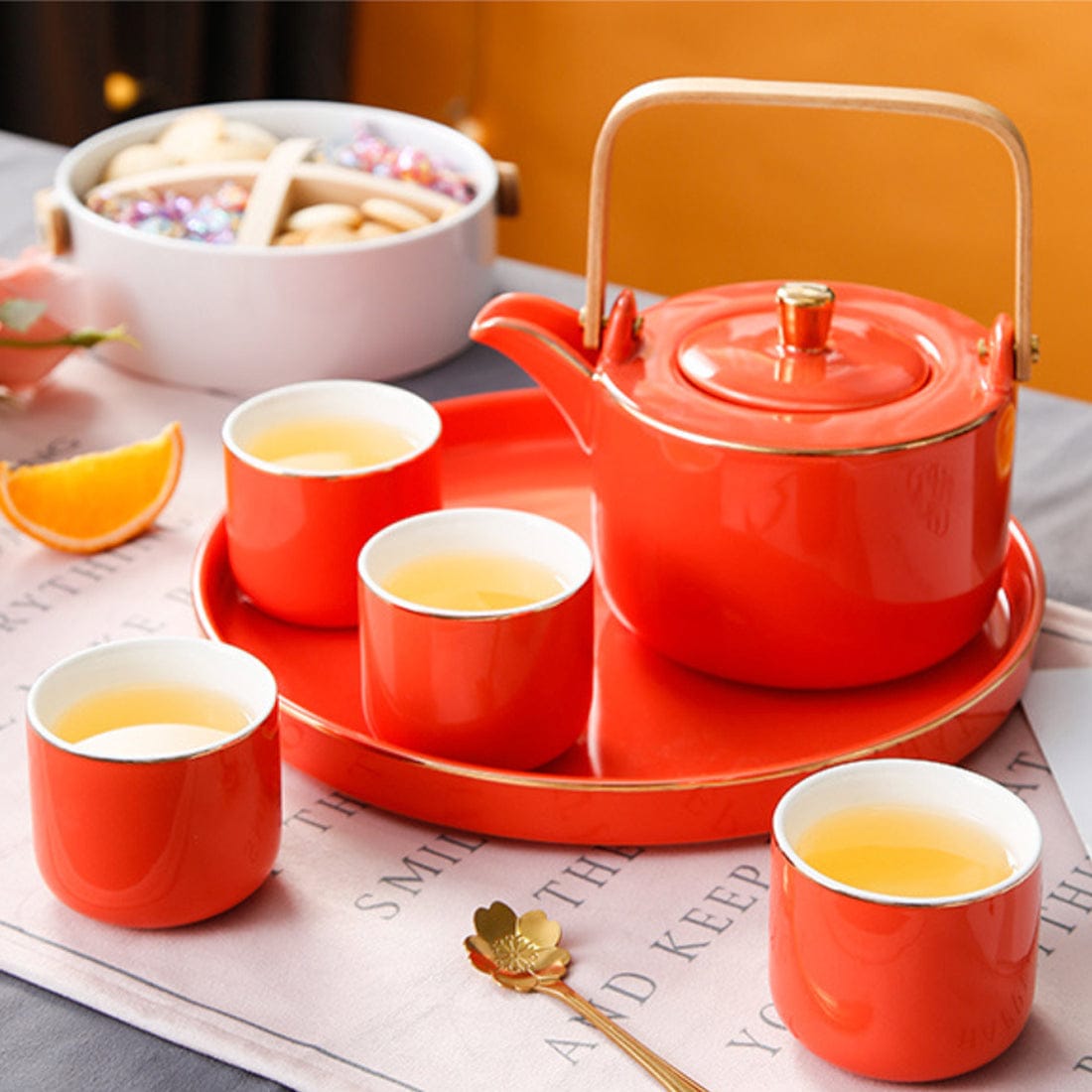 Luxury Tea Set Orange Nestasia