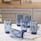 Blue Swirl Drinking Glass Set of 6 Nestasia