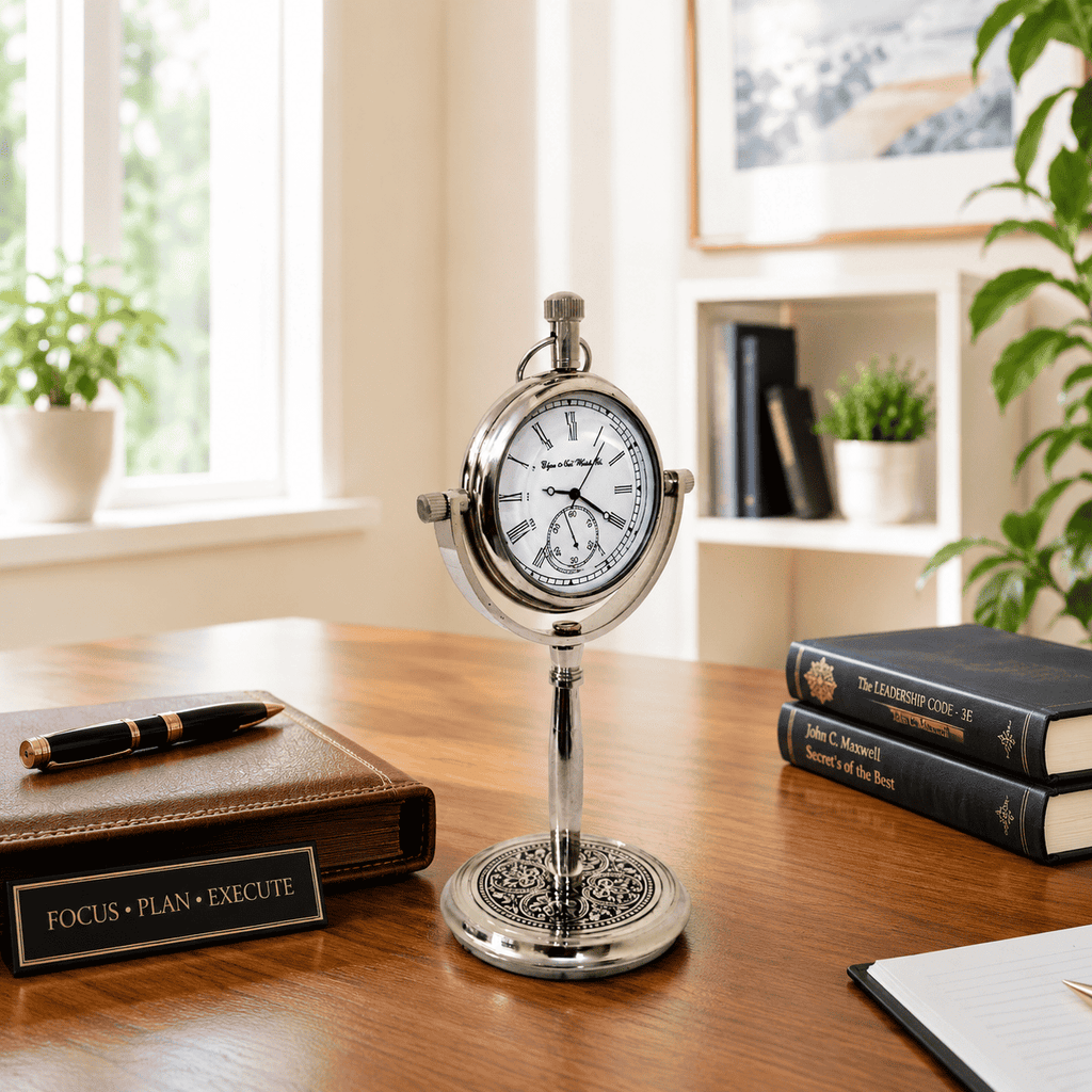 Brass Table Clock (5.5 Inch) Vedansh Craft
