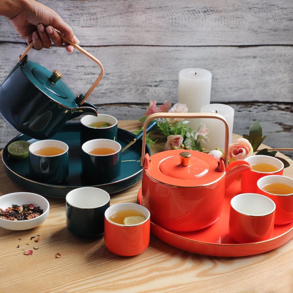 Luxury Tea Set Orange Nestasia