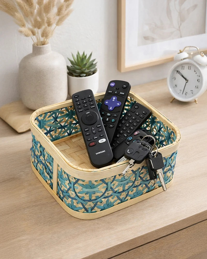 Bamboo Storage Basket Multipurpose Home Organizer