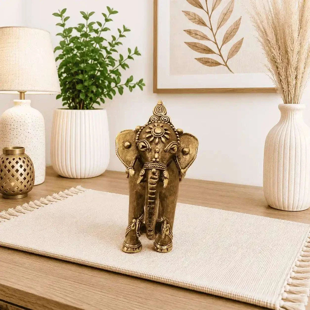Brass Handcrafted Dhokra Elephant statue Vedansh Craft