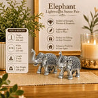 Brass Silver Plated Lightweight Elephant Lightweight Statue Pair (1.8 Inch) Vedansh Craft