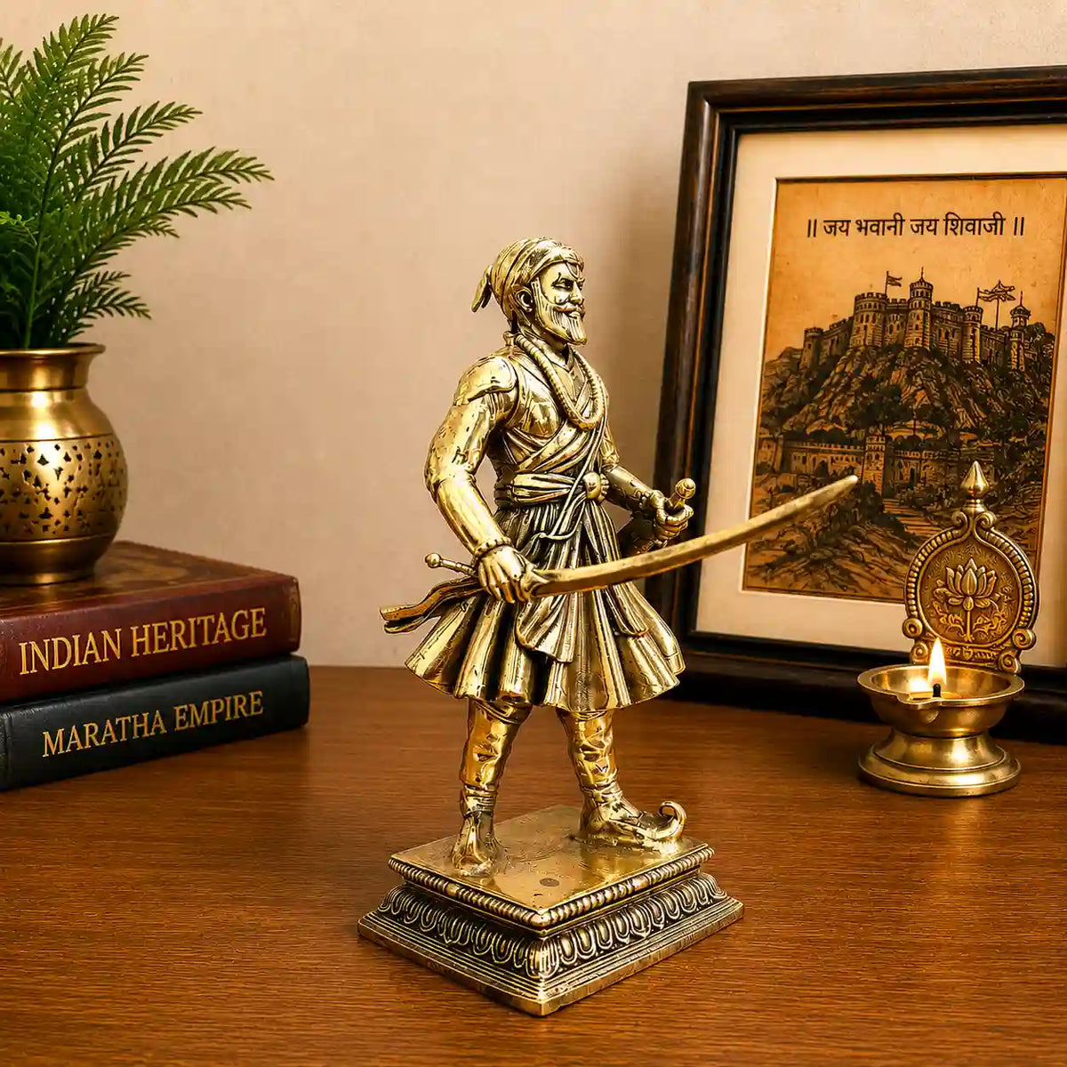 Brass Lightweight Chatrapati Shivaji Maharaj Idol (5 Inch) Vedansh Craft