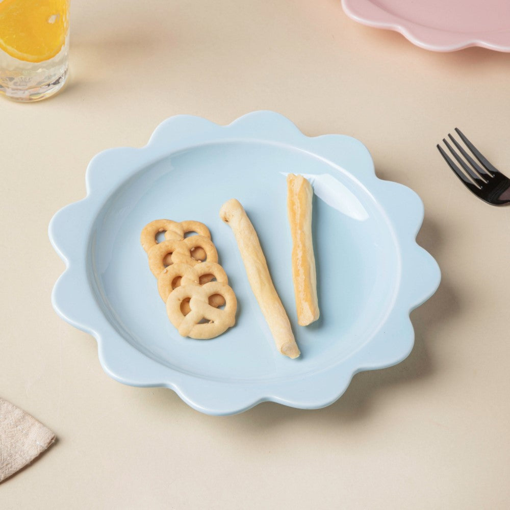 Rosette Ceramic Snack Plate Blue 8.5 Inch Nestasia