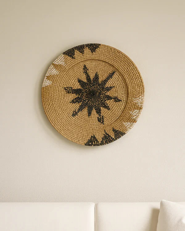 Decorative Rattan Wall Tray for Hallway and Office Walls