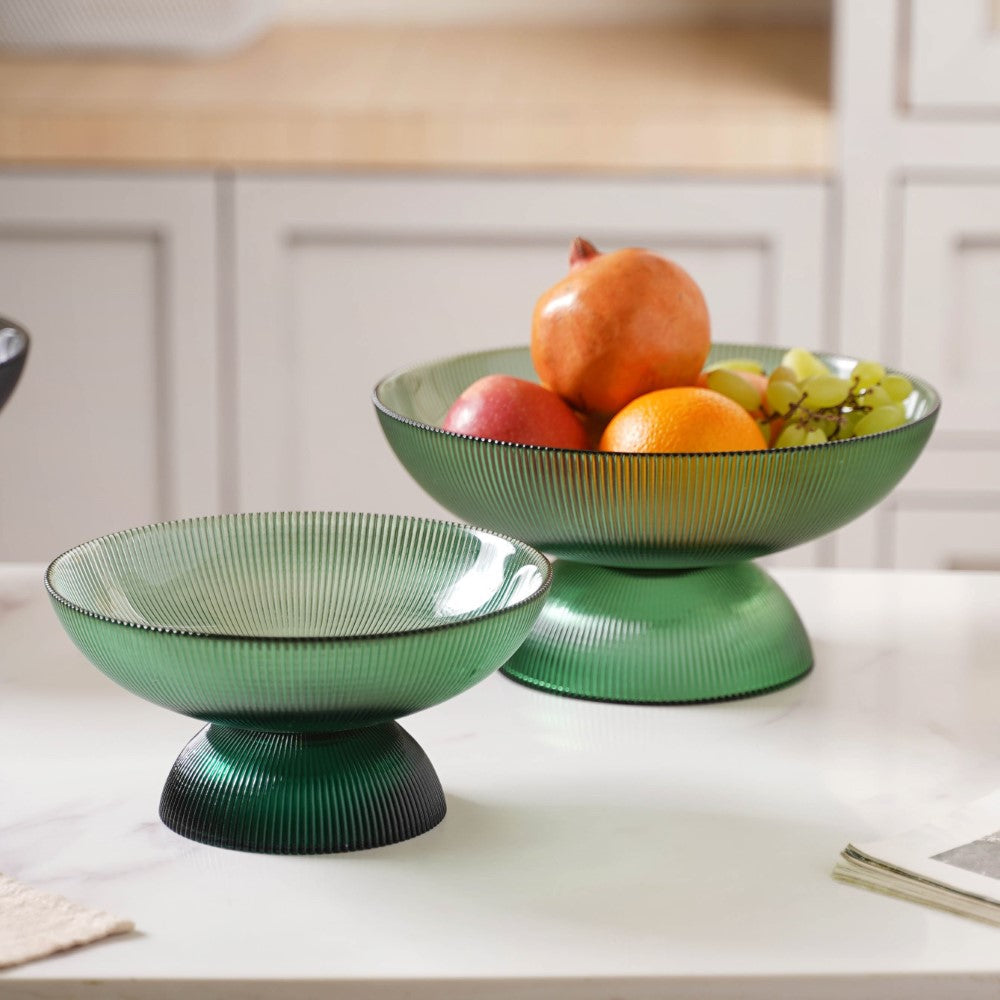 Ribbed Emerald Fruit Bowl Large Nestasia
