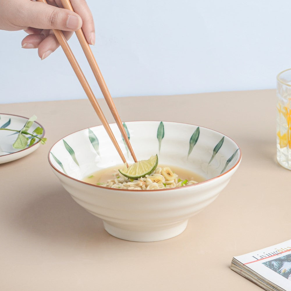 Teardrop Textured Ramen Bowl Green 550 ml Nestasia
