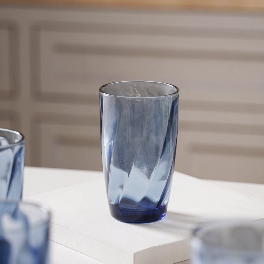 Blue Swirl Drinking Glass Set of 6 Nestasia