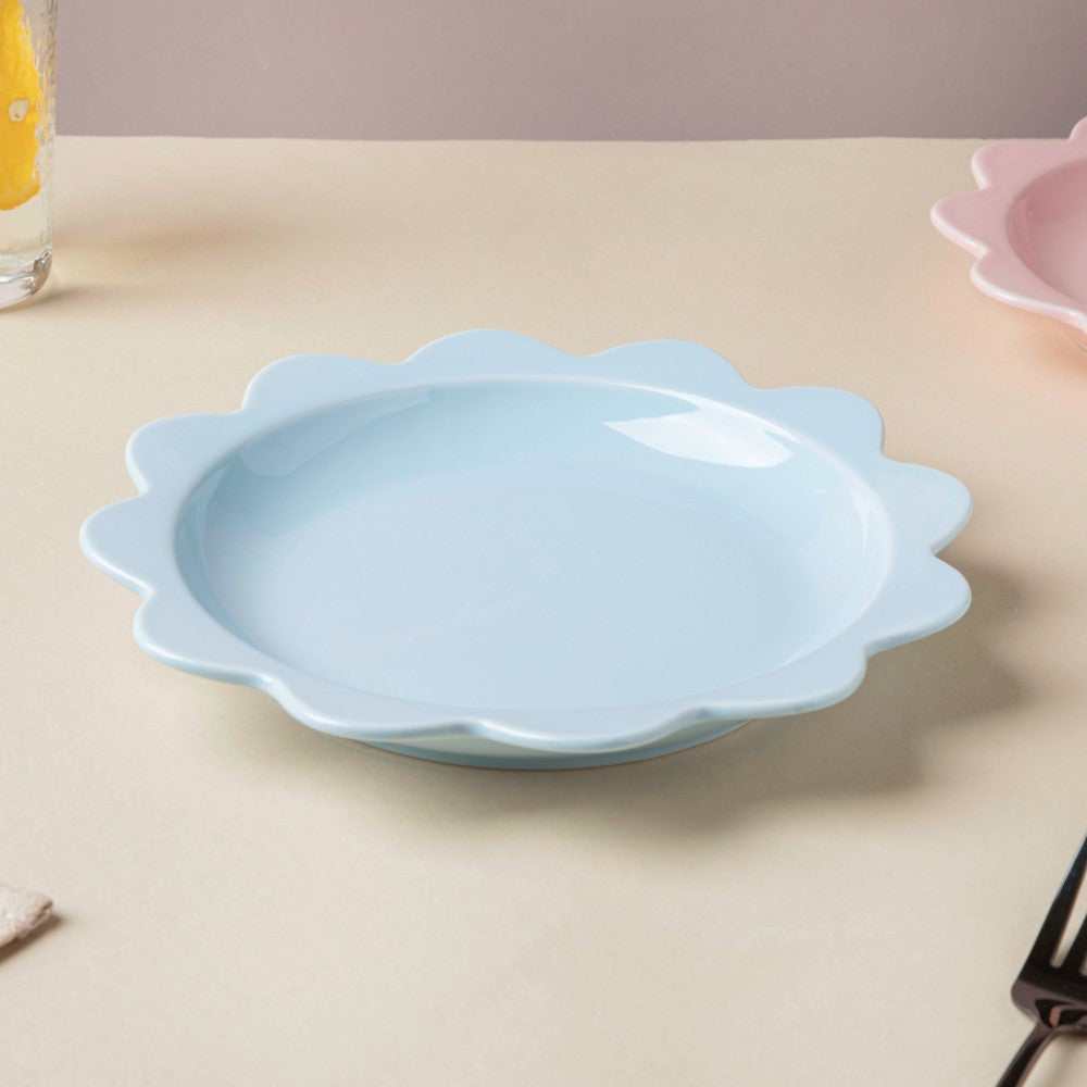 Rosette Ceramic Snack Plate Blue 8.5 Inch Nestasia