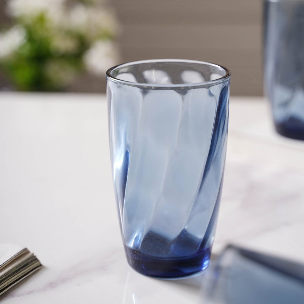 Blue Swirl Drinking Glass Set of 6 Nestasia