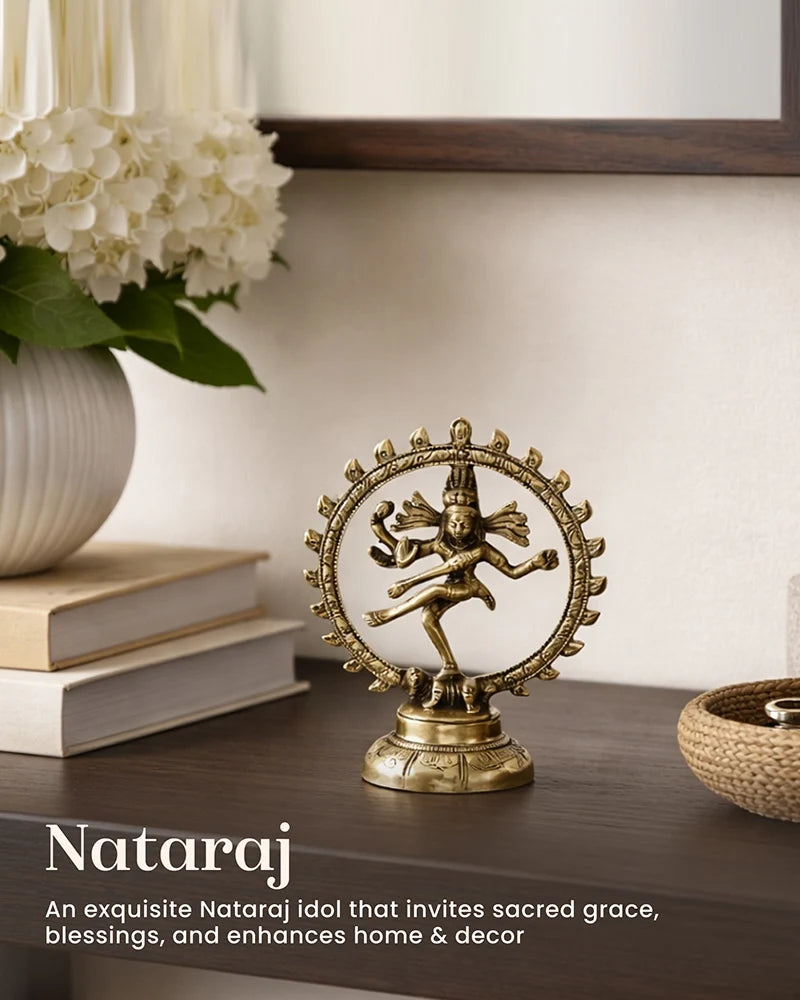 Brass Nataraja Statue of Lord Shiva for Mandir and Elegant Home Decor