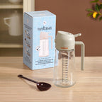 Spray And Pour Oil Dispenser Bottle Beige 470ml With Spoon Nestasia