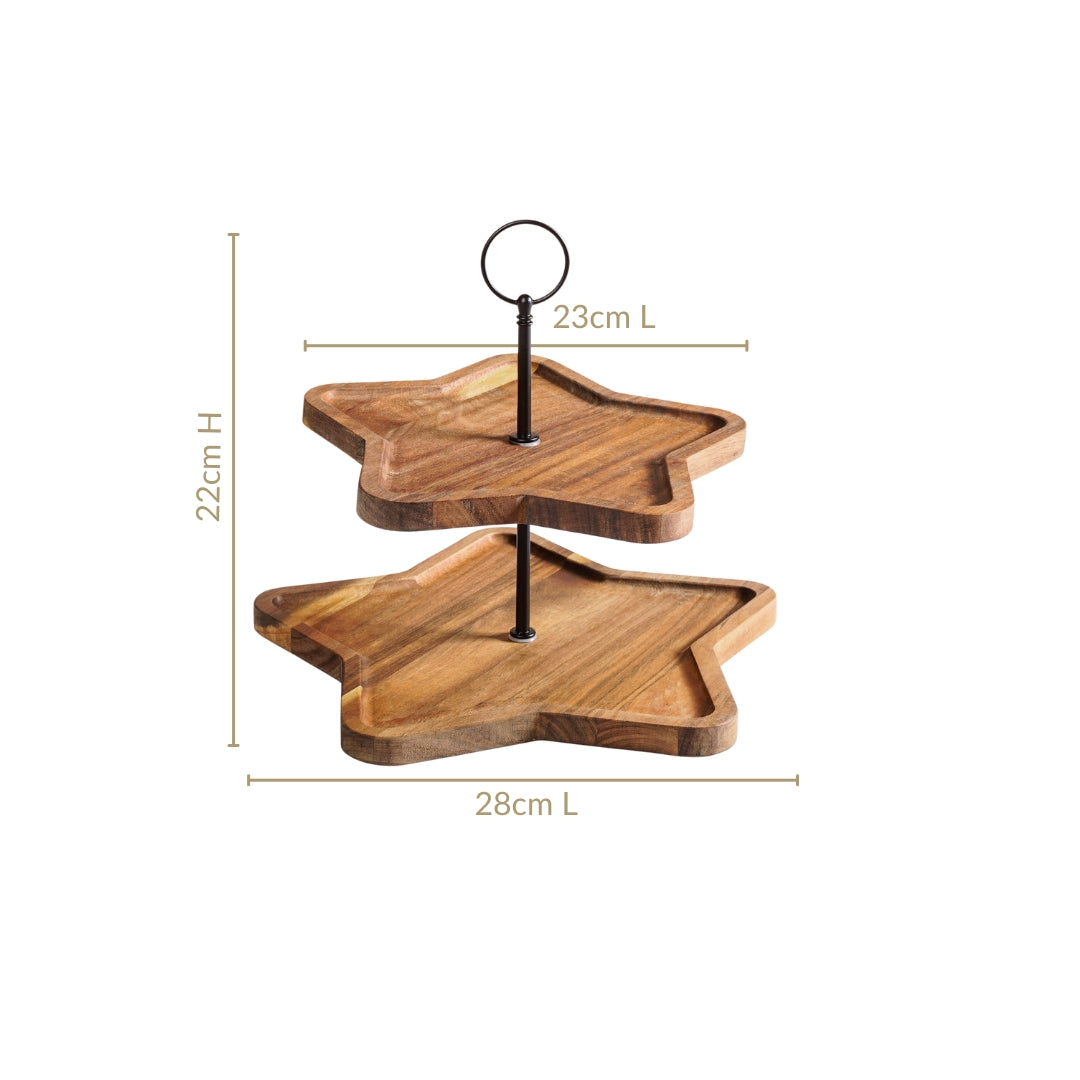 Star 2 Tier Wooden Cake Stand Nestasia