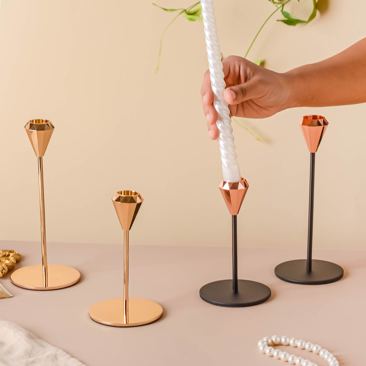 Modern Candle Holder Set of 2 Nestasia