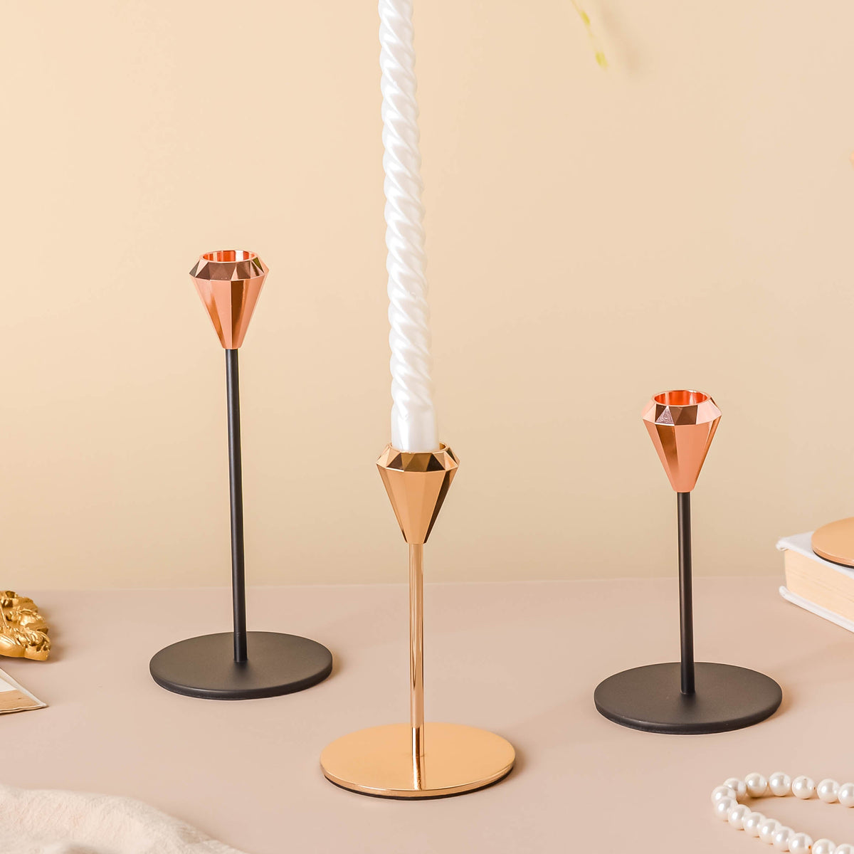 Modern Candle Holder Set of 2 Nestasia