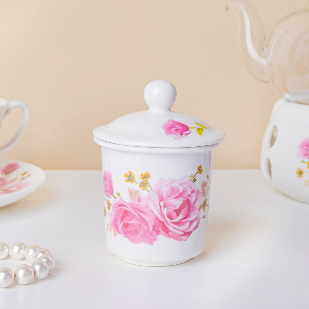 Cherry Rose Glass Teapot With Warmer Base 700 ml Nestasia