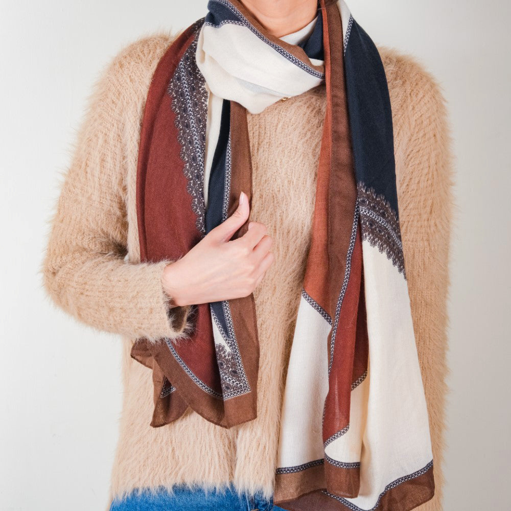 Classic Colour Block Chiffon Scarf Nestasia