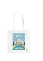 TAJNAN Reusable Tote Bags|100% Organic Cotton Grocery Bag|Eco-Friendly, Multi-Purpose Bag|Sturdy Canvas Bag with 15kgs Capacity | Multiple Stylish Designs,Pack of 1(Taj Mahal Bag)