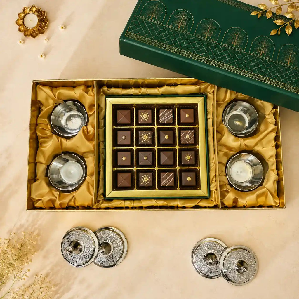 Brass Silver Plated Twin Bowl Set Gift Hamper Vedansh Craft
