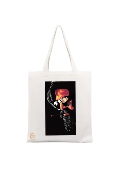 TAJNAN Reusable Tote Bags|100% Organic Cotton Grocery Bag|Eco-Friendly, Multi-Purpose Bag|Sturdy Canvas Bag with 15kgs Capacity | Multiple Stylish Designs,Pack of 1 (KGF1) - Best Gift for Valentines