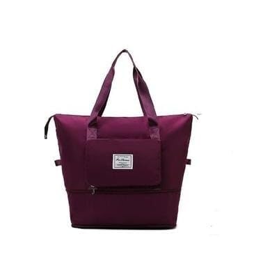 Viyaro Polyester Foldable Tote Bag | Expandable Design with Dry & Wet Separation, Waterproof Fabric, Multiple Pockets with Zipper & Lightweight Shoulder Carrying Comfort | Convenient Choice—Purple