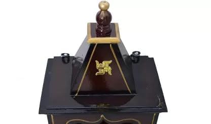 Wooden Temple for Home Shop Office | Art and Craft | Puja Mandir | Wall Hanging and Table Top | Brown | 23L x 16W x 54H Centimeters