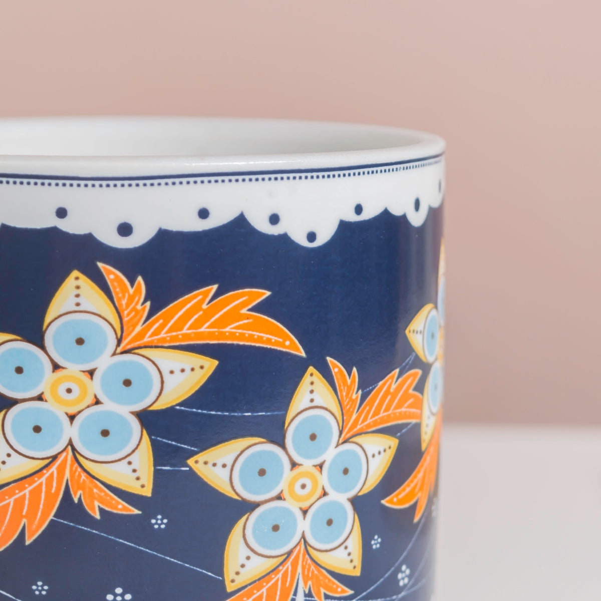Bloom Fiesta Botanical Planter Blue With Wooden Coaster Nestasia