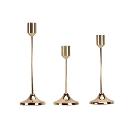 wisied Gold Taper Candle Holders: Tall Candlestick Holder for Table Centerpiece Set of 3 Metal Candles Stick Holders Stand Wedding Decor