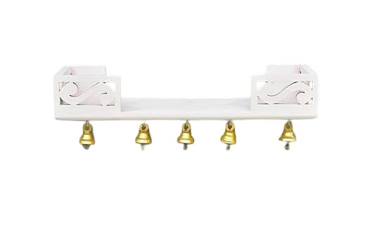 Marusthalee Floating Wall Mounted Wooden Temple for Home & Office | Compact Pooja Mandir with Shelf | Modern Design Spiritual Decor Unit (White)