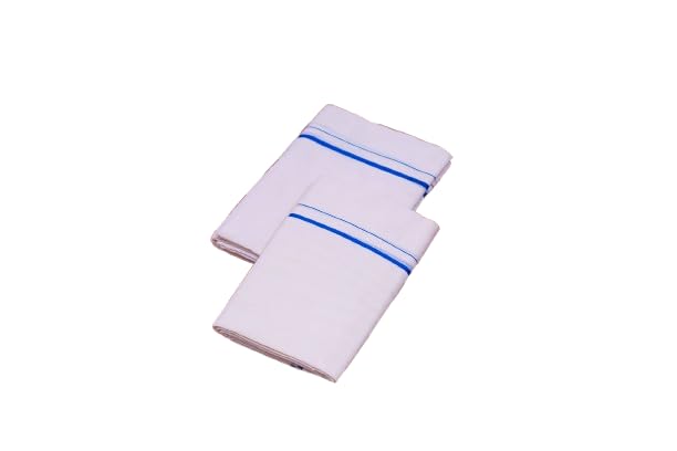 Puliyilakkara Set Mundu Saree for Women with 1/4 inch Border and Kuri (Blue)