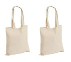 Mezco Reusable Natural Cotton Blank Grocery Shopping Cloth Bags | Canvas Tote Blank Washable Plain Cloth Multipurpose Bag for Girl's (Off White) (Pack Of 2)