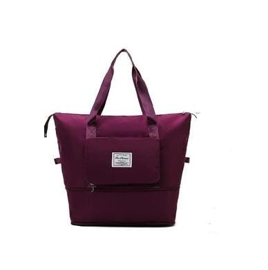 Viyaro Polyester Foldable Tote Bag | Expandable Design with Dry & Wet Separation, Waterproof Fabric, Multiple Pockets with Zipper & Lightweight Shoulder Carrying Comfort | Convenient Choice—Purple