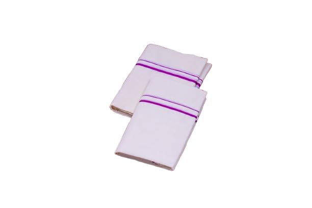 Puliyilakkara Set Mundu Saree for Women with 1/4 inch Border and Kuri (Violet)
