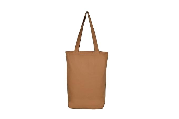 DANIOO Large Canvas Reusable Tote Bags With Zipper and Inner Pocket For Women and Girls Multipurpose College Daily Use | Tote Bags for College | carry bag | shopping bag (Brown)