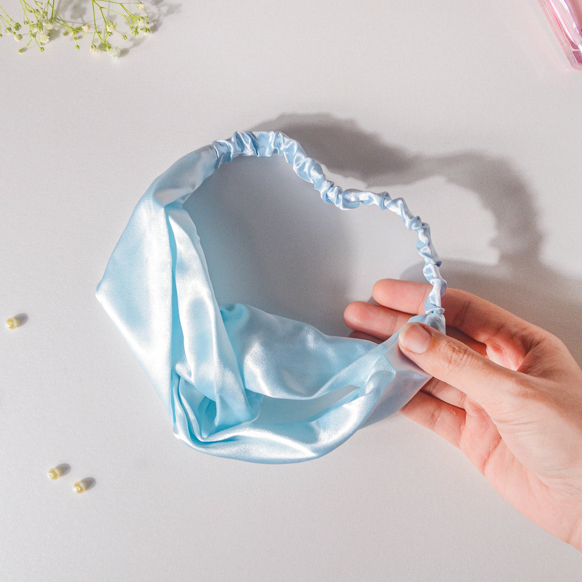 Orchid Blue Satin Hair Band Nestasia