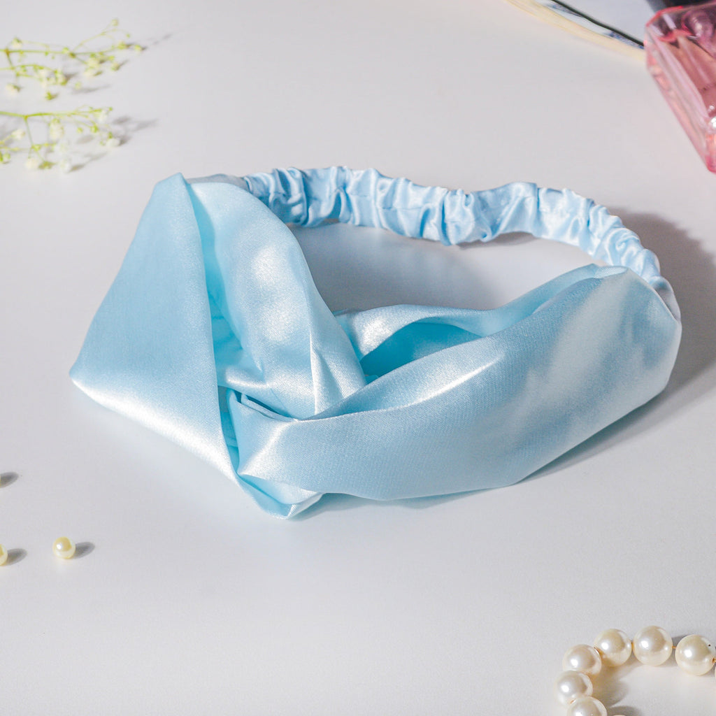 Orchid Blue Satin Hair Band Nestasia