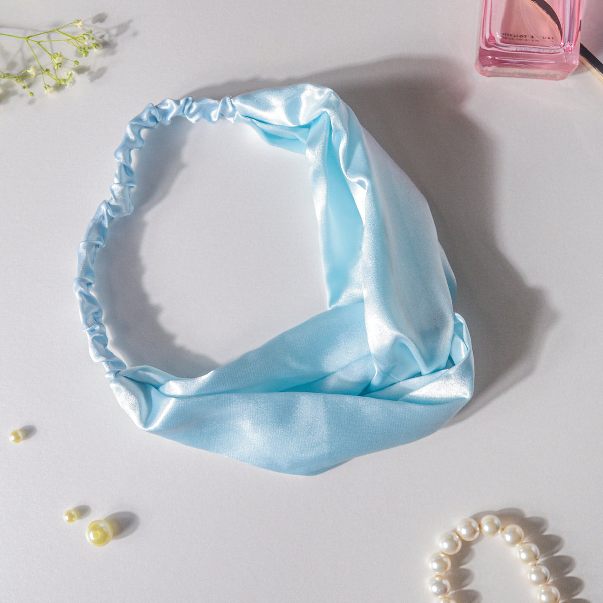 Orchid Blue Satin Hair Band Nestasia