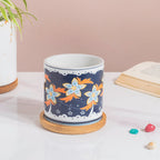 Bloom Fiesta Botanical Planter Blue With Wooden Coaster Nestasia