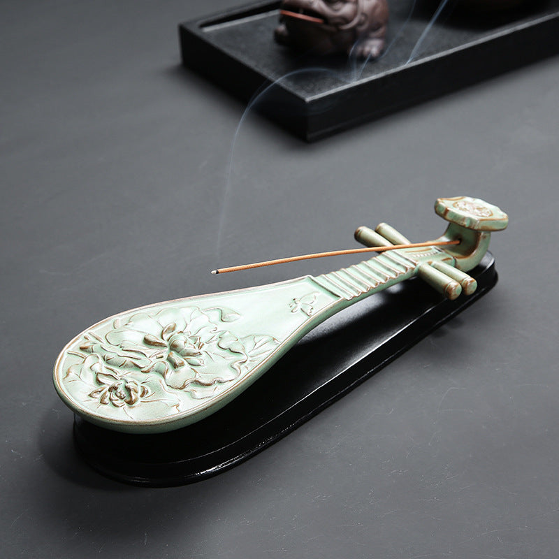 Incense Stick Pipa Guqin Ceramics Agarwood And Incense Burner Creative kafalo