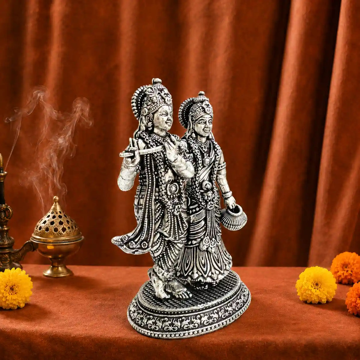 Brass Lightweight Standing Radha Krishna Idol Vedansh Craft