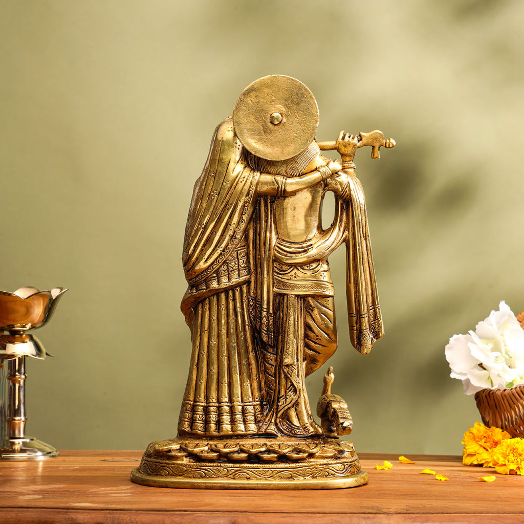 Brass Superfine Standing Radha Krishna Idol (12 Inch) Vedansh Craft