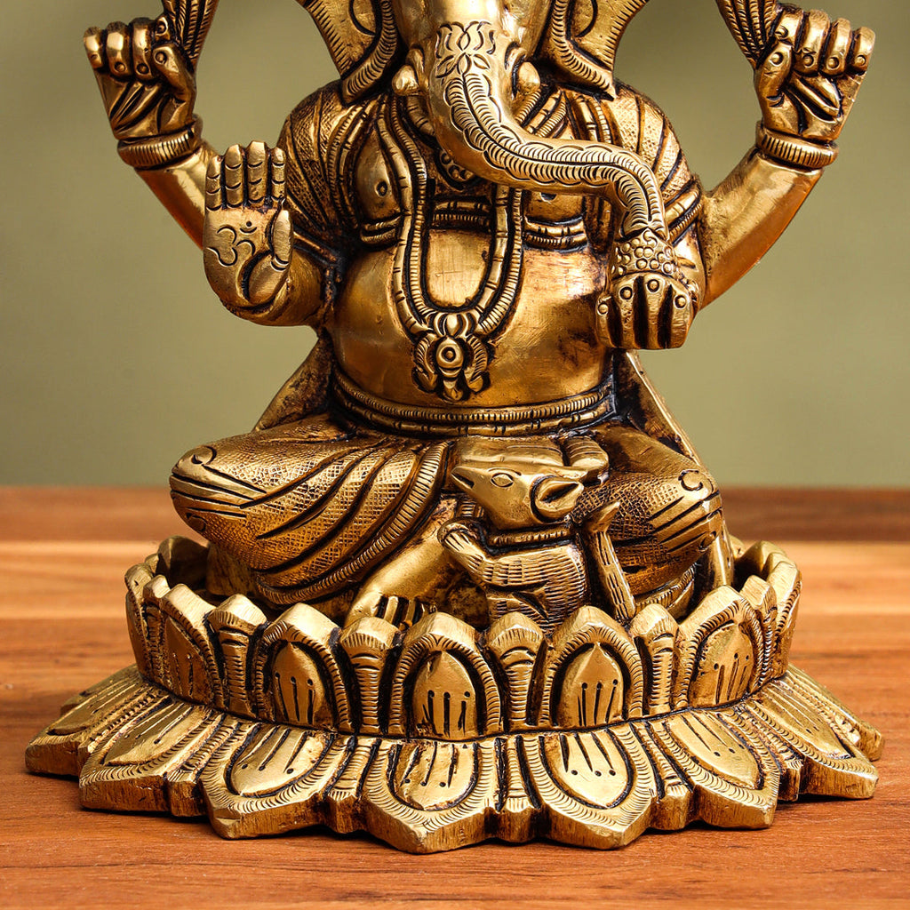 Brass Superfine Sitting Ganesha Idol (5.8 Inch) Vedansh Craft