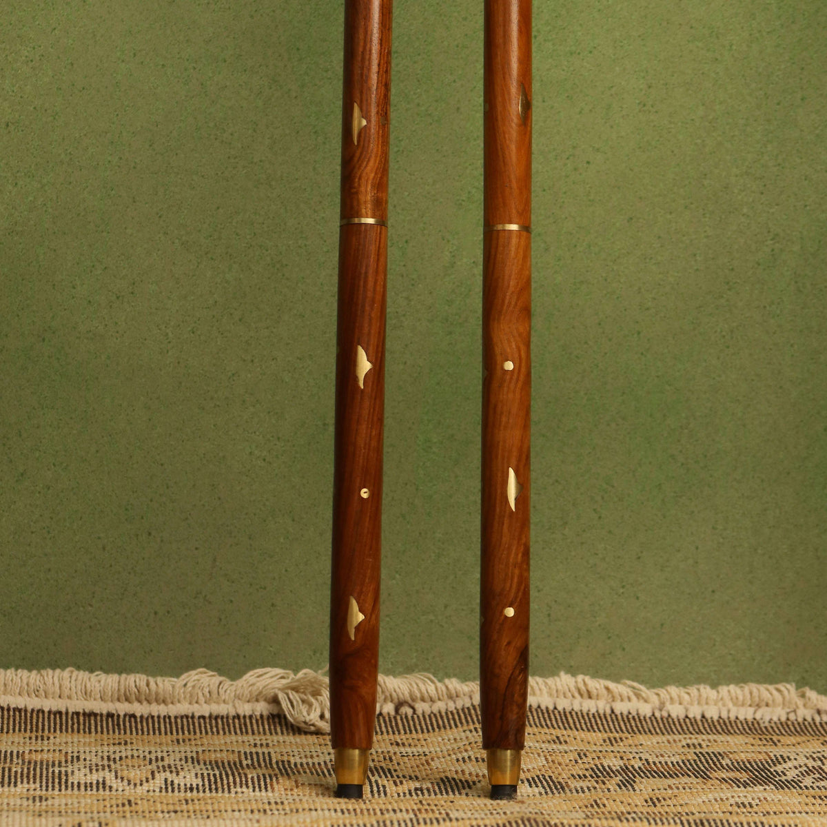 Brass Plain Wooden Walking Stick (37.5 Inch) Vedansh Craft