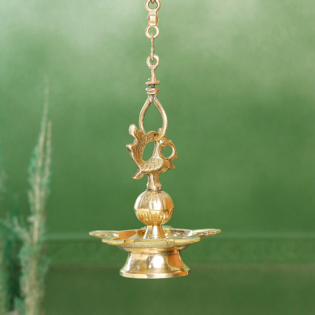 Brass Peacock Hanging Diya (32 Inch) Vedansh Craft