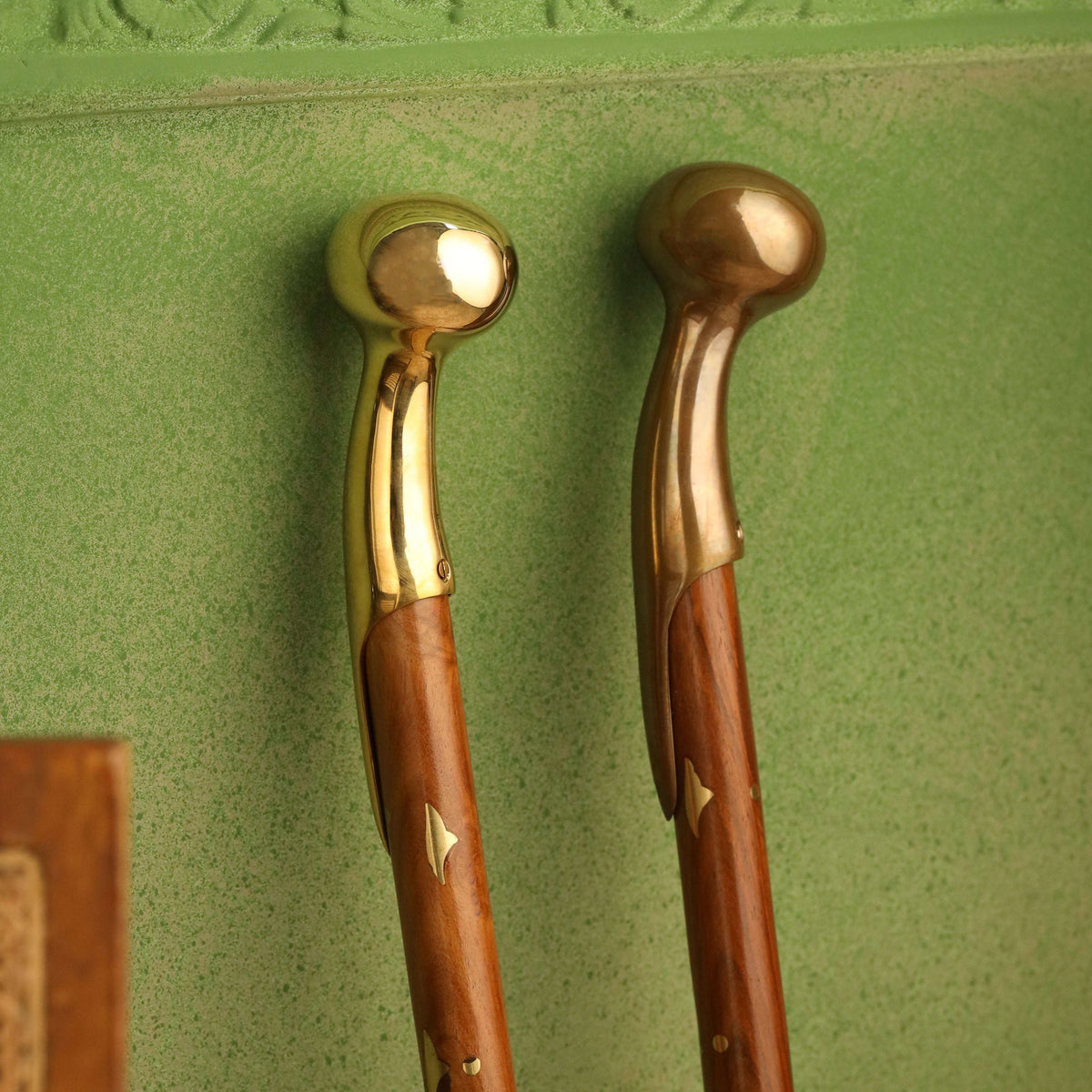 Brass Plain Wooden Walking Stick (37.5 Inch) Vedansh Craft