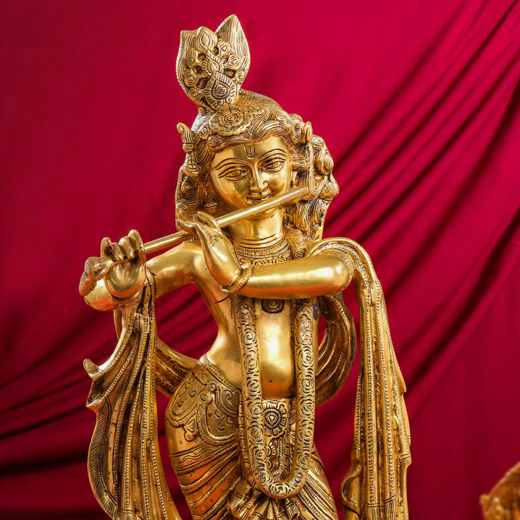Brass Standing Krishna Idol (24.5 Inch) Vedansh Craft