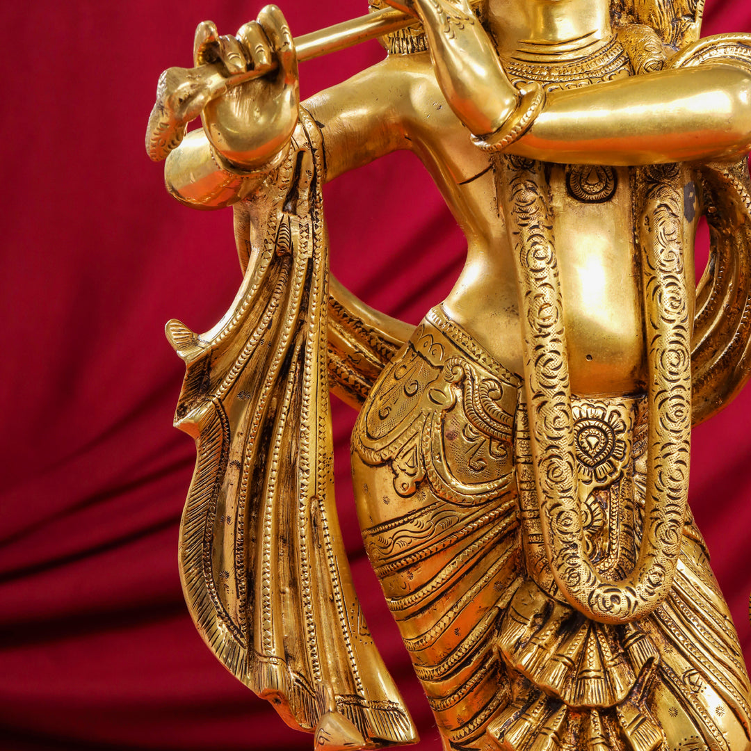 Brass Standing Krishna Idol (24.5 Inch) Vedansh Craft